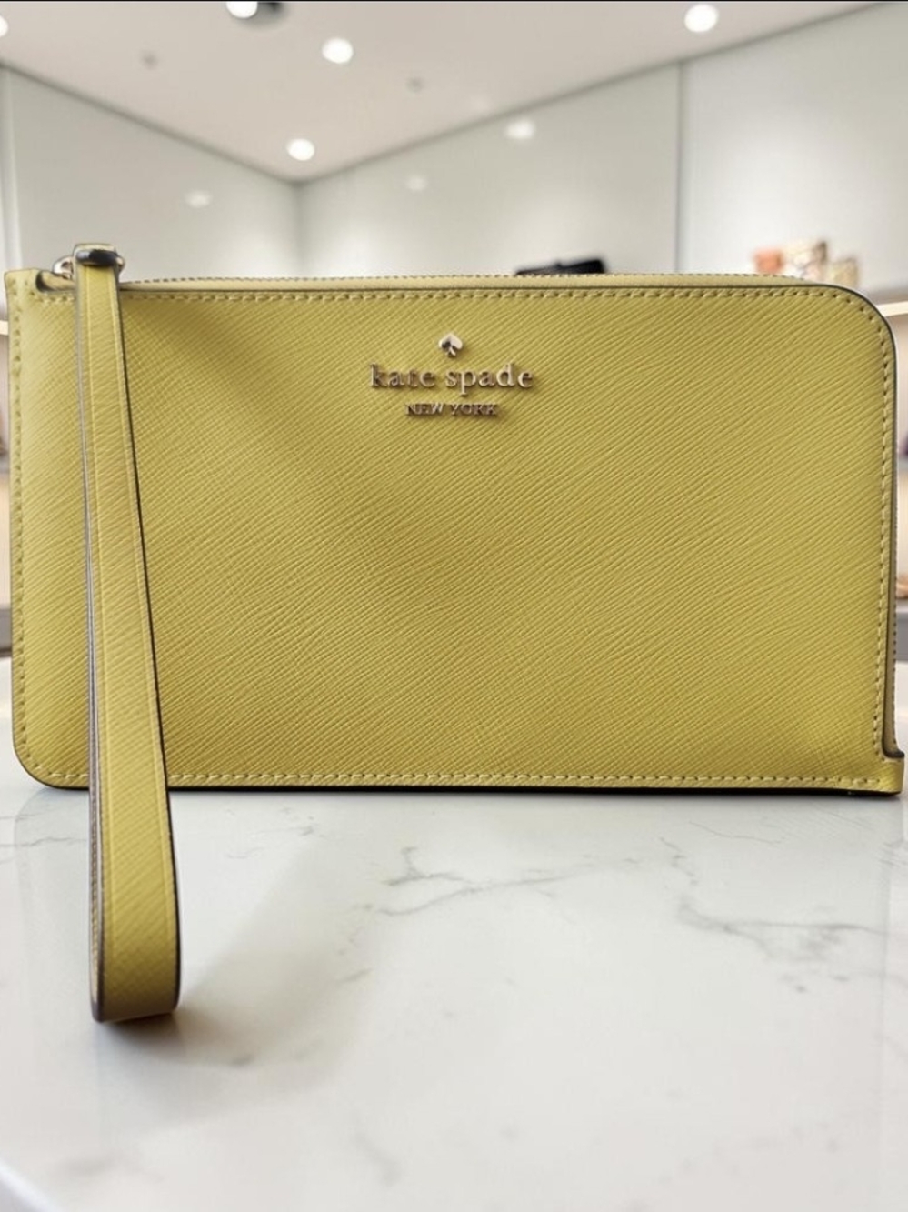 Kate Spade New York Lemon Yellow Saffiano Leather Wristlet NWOT